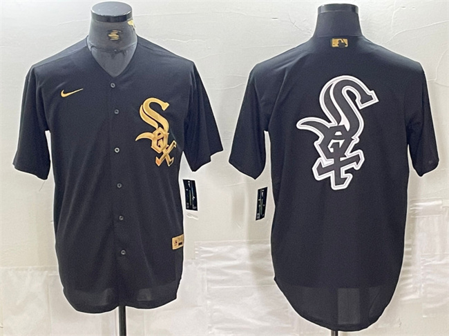 Men's Chicago White Sox Black Team Big Logo Cool Base Stitched Jersey Men's Chicago White Sox Black Team Big Logo Cool Base Stitched Jersey